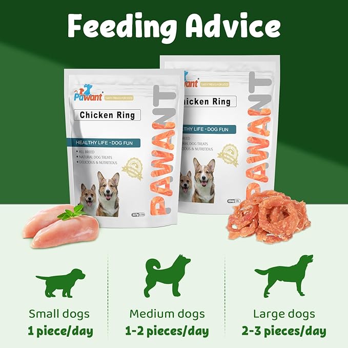 Pawant Chicken Rings Dog Treat Snacks Puppy Treats Natural Chicken Rawhide-Free Soft Healthy Dog Treats for Small Medium and Large Breed 227g