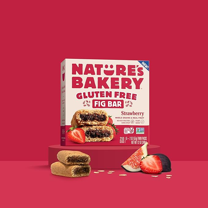 Nature’s Bakery Gluten Free Fig Bars, Strawberry, Real Fruit, Vegan, Non-GMO, Snack bar, 6 boxes with 6 twin packs (36 twin packs)