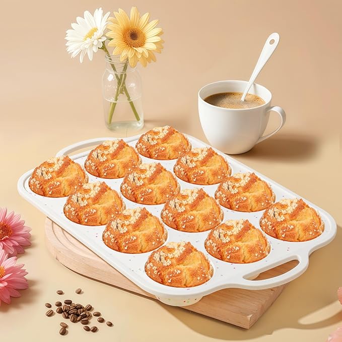 Fimary Silicone Muffin Pans for Baking with Metal Reinforced Frame 2 Pack with 6 Pack cupcake boxes（6 count）, Nonstick Silicone Cupcake Pan for Baking Homemade Muffins, Dishwasher Safe BPA Free