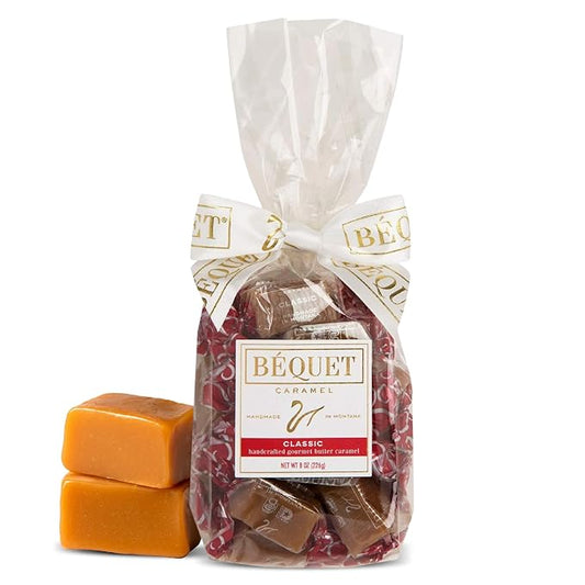 Béquet Caramel - Classic - Caramel Candy Individually Wrapped - Gourmet Caramel Candy - Made in Montana - Kosher (Star D) and Gluten Free - 8 oz Gift Bag
