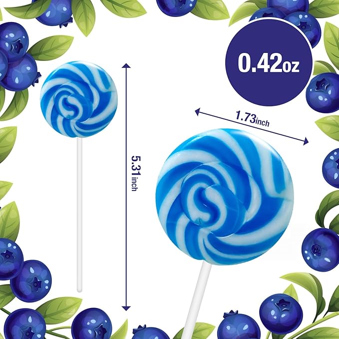 32 Pack Something Blue Twisty & Swirl Lollipops - Lollipop Candy Individually Wrapped Bulk for Wine Day - Candy Swirl Lollipops Suckers for Wedding, Baby Shower and Birthday