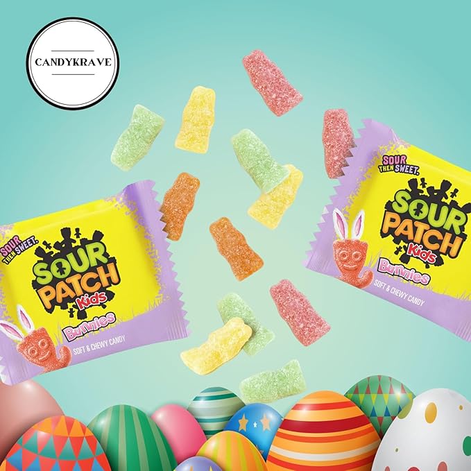 SourPatch Kids Soft & Chewy Candy - Easter Special - Individually Wrapped Sweet & Sour Candy Pack - Delicious Gummy Treats for Easter, Valentines Day, Pinata Stuffers, Birthdays & Pantry (2 lbs)