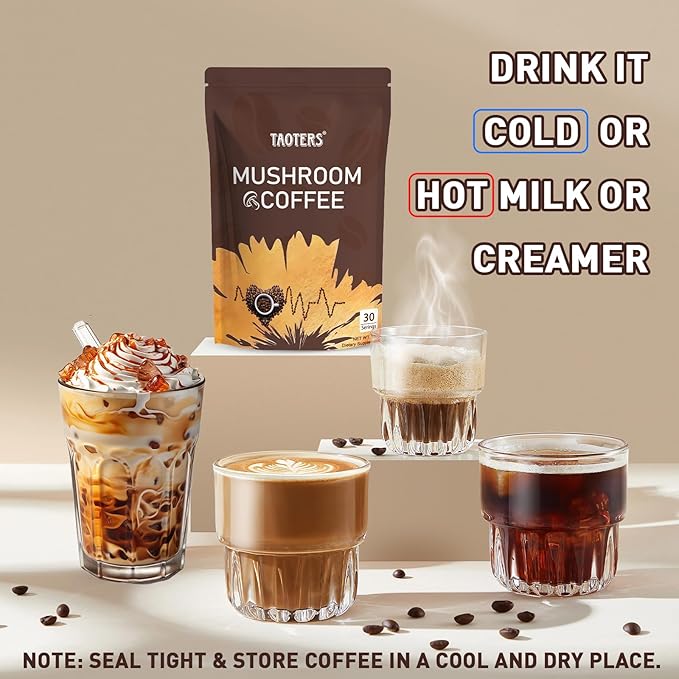 Mushroom Coffee | Enhanced Focus, Boosted Immunity, Improved Energy | 6 Adaptogenic Mushrooms: Cordyceps, Reishi, King Trumpet, Shiitake, Lion's Mane & Turkey Tail | 2 Pack