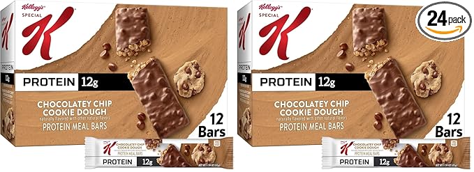 Kellogg's Special K Protein Meal Bars, 12g Protein Snacks, Meal Replacement, Chocolatey Chip Cookie Dough, 19oz Box (12 Bars) (Pack of 2)