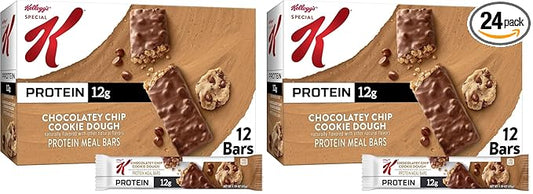 Kellogg's Special K Protein Meal Bars, 12g Protein Snacks, Meal Replacement, Chocolatey Chip Cookie Dough, 19oz Box (12 Bars) (Pack of 2)