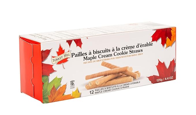 Turkey Hill Sugarbush Maple Cream Cookie Straws, Pure Maple Syrup Infused Snack, 125g/4.4 oz