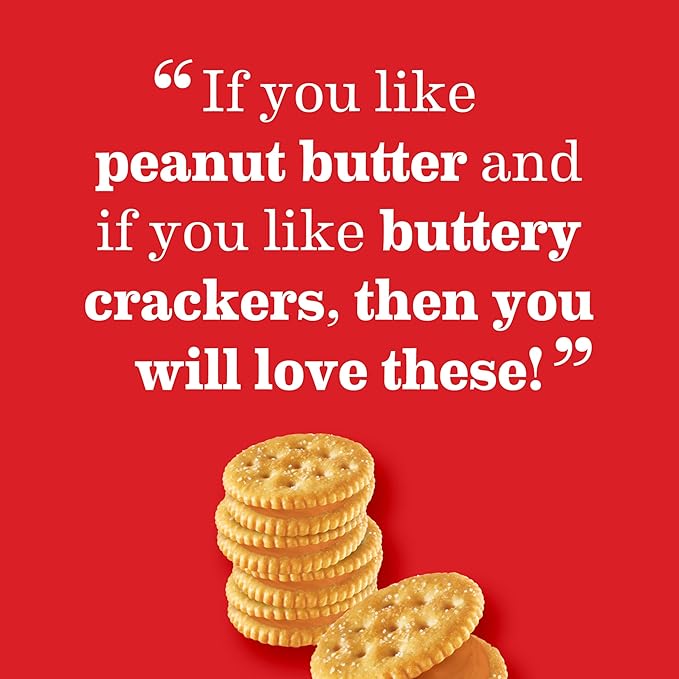 RITZ Peanut Butter Sandwich Crackers, Lunch Snacks, 112 Snack Packs (14 Boxes, 6 Crackers Per Pack)