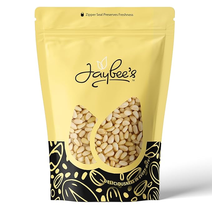 Raw Pine Nuts 4 Pounds | Whole Natural Unsalted Pignolias | Healthy Protein Snack | Great for Cooking, Baking, Salads, Pesto Sauce, Roasting | Vegan, Keto Snack, Gluten Free, Compare to Organic Pine Nut | Jaybee's