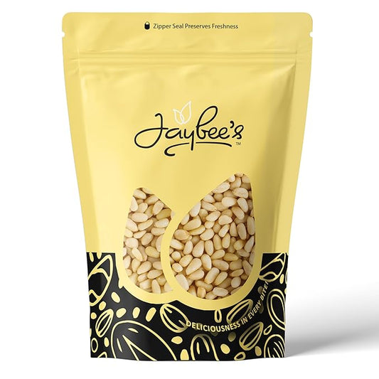 Raw Pine Nuts 4 Pounds | Whole Natural Unsalted Pignolias | Healthy Protein Snack | Great for Cooking, Baking, Salads, Pesto Sauce, Roasting | Vegan, Keto Snack, Gluten Free, Compare to Organic Pine Nut | Jaybee's