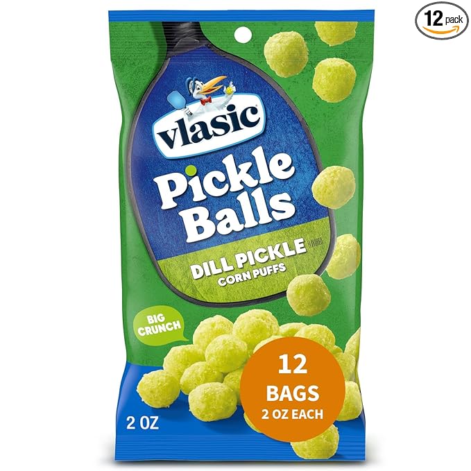 Vlasic Pickle Balls, Dill Pickle Flavored Corn Puffs, 2 oz. (Pack of 12)