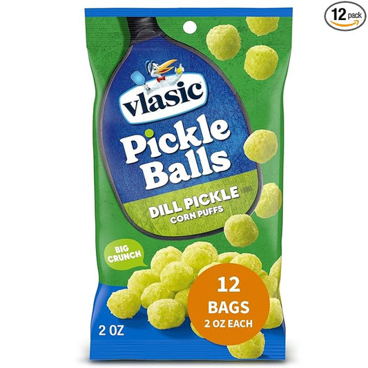 Vlasic Pickle Balls, Dill Pickle Flavored Corn Puffs, 2 oz. (Pack of 12)