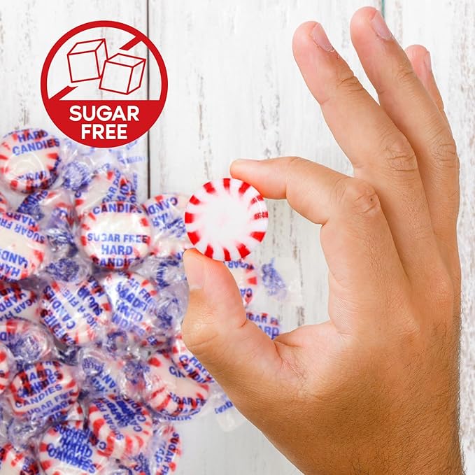 Sugar Free Starlight Peppermint Hard Candy 1 Pound - Approx. 75 Individually Wrapped Starlight Mints Peppermint Discs Hard Candy For Snacks & Treats - Taboom Candy