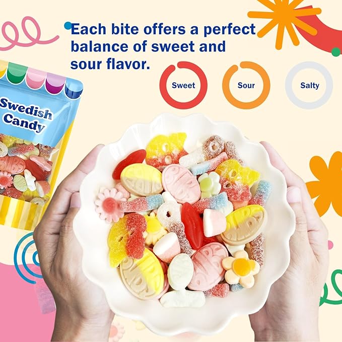 BUBS Swedish Candy – Sour & Sweet Pick and Mix – Assorted Scandinavian Gummy Candy, Soft and Chewy Texture, Bulk Bag – Made in Sweden