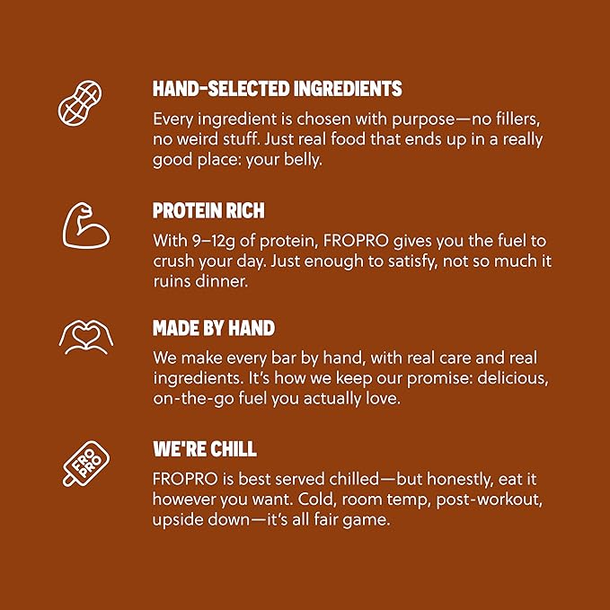 FROPRO Plant Protein Snack Bars - Plant Based Protein Bars, All-Natural, Gluten, Dairy, & Soy Free, High Protein Bars with Low Calories | Chocolate Crunch, 12 Pack