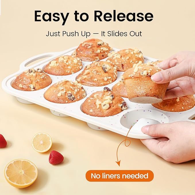 Fimary Silicone Muffin Pans for Baking with Metal Reinforced Frame 2 Pack with 6 Pack cupcake boxes（6 count）, Nonstick Silicone Cupcake Pan for Baking Homemade Muffins, Dishwasher Safe BPA Free