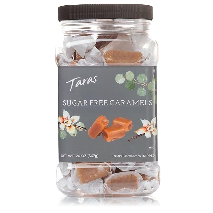 Taras Gourmet Sugar Free Caramels | All Natural Candy | Creamy & Individually Wrapped with Real Butter (20 oz)