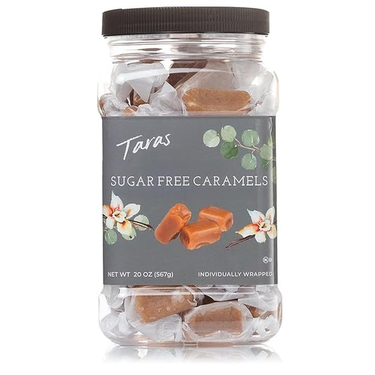Taras Gourmet Sugar Free Caramels | All Natural Candy | Creamy & Individually Wrapped with Real Butter (20 oz)