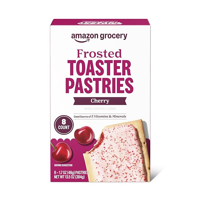 Amazon Grocery, Frosted Toaster Pastries, Cherry, 13.5 Oz, 8 Ct (Previously Amazon Fresh, Packaging May Vary)