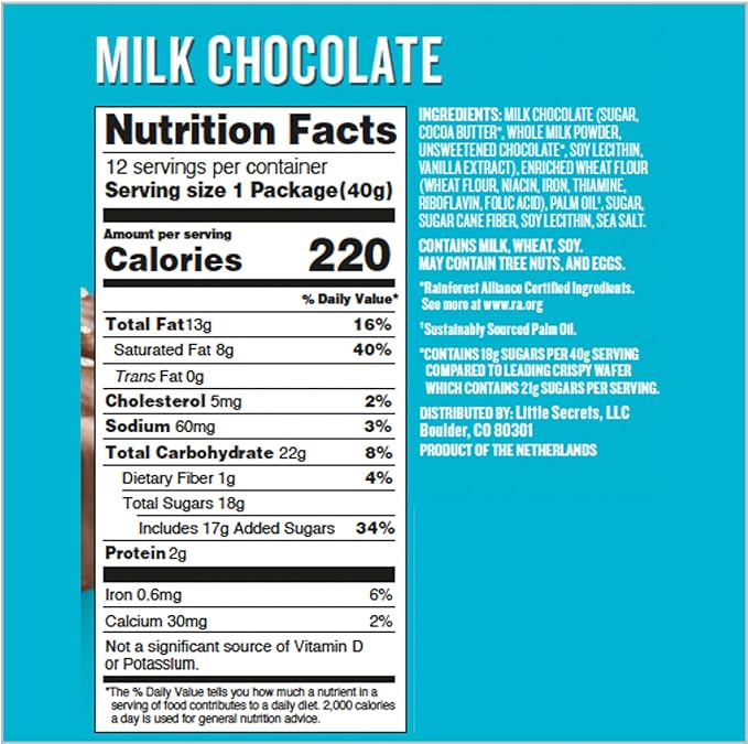 Little Secrets | Milk Chocolate Crispy Wafers | Made in Europe | Nothing Artificial & No Sugar Alcohols | Sustainable Cocoa (1.4 Ounce (Pack of 12))