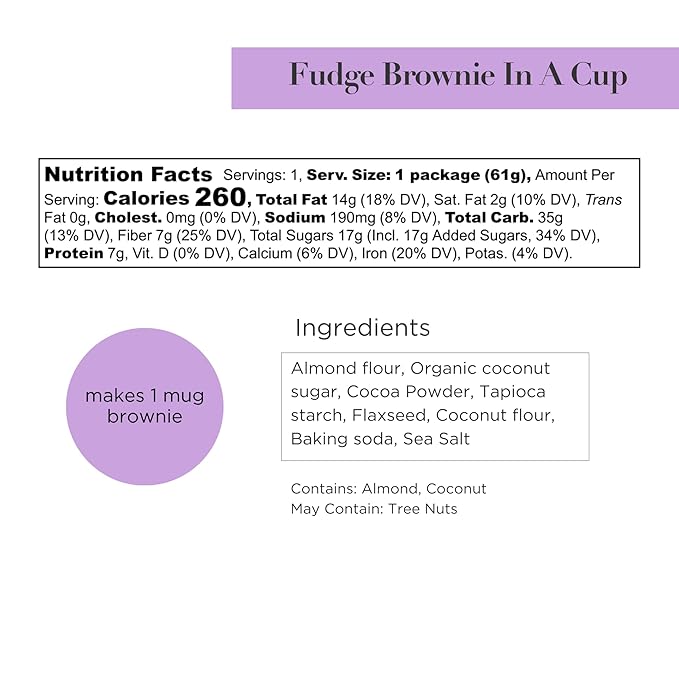 Stellar Eats Grain-Free Fudge Brownie Instant Treat in a Cup | Single-Serve | 7g Protein | Gluten-Free, Dairy-Free, Plant-Based, Paleo-Friendly | Made with 7 Real Ingredients | 8 Pack