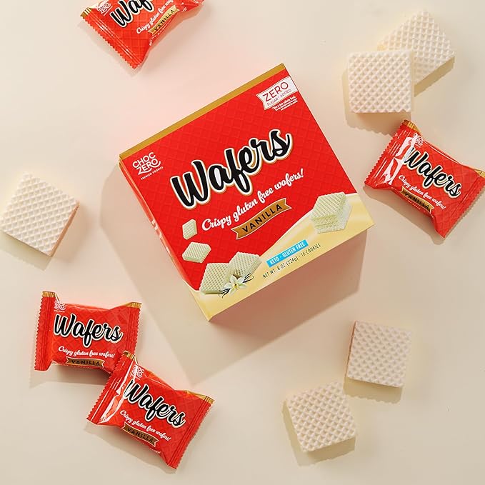 ChocZero Vanilla Wafer Cookies – No Added Sugar, Keto Friendly, Low Carb Cookies with No Sugar Alcohols, Gluten Free & Individually Wrapped – 8 oz Box