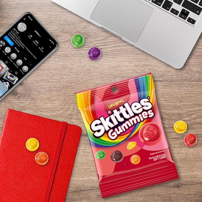 SKITTLES GUMMIES Winter Sports Grab and Go Gummy Candy Watch Party Game Snack, 7 Oz Candy Bag (Pack of 12)