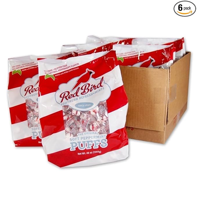 Red Bird Soft Peppermint Candy Mints, Bulk Candy Individually Wrapped, 46 oz Bag (Case of 6)