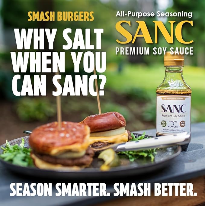 SANC All Purpose Korean Soy Sauce, 12.2 Fl Oz (Pack of 3) – Less-Sodium Salt Substitute, NON-GMO Bean, No Artificial Additives, Naturally Brewed Soy Sauce with Music Fermentation