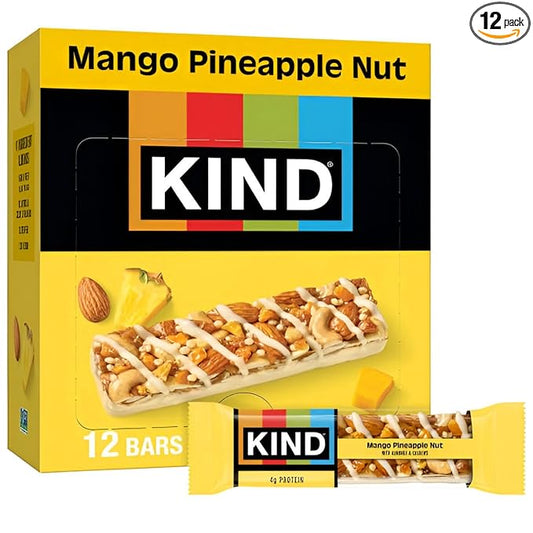 KIND Healthy Snack Bars, Mango Pineapple Nut, 4g Protein, High in Fiber, Gluten Free, Non-GMO, 12 Count