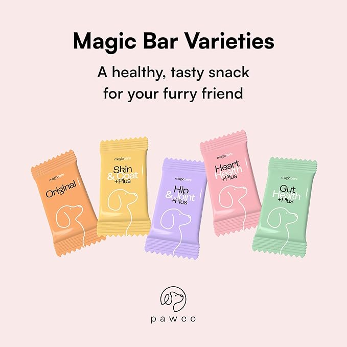 Pawco Magic Bar Heart Health Treat – High Protein Peanut Butter Dog Biscuits – 8-Pack – Healthy Snack Made with Natural Ingredients: Peanut Butter, Pumpkin, Sweet Potato, and Apples