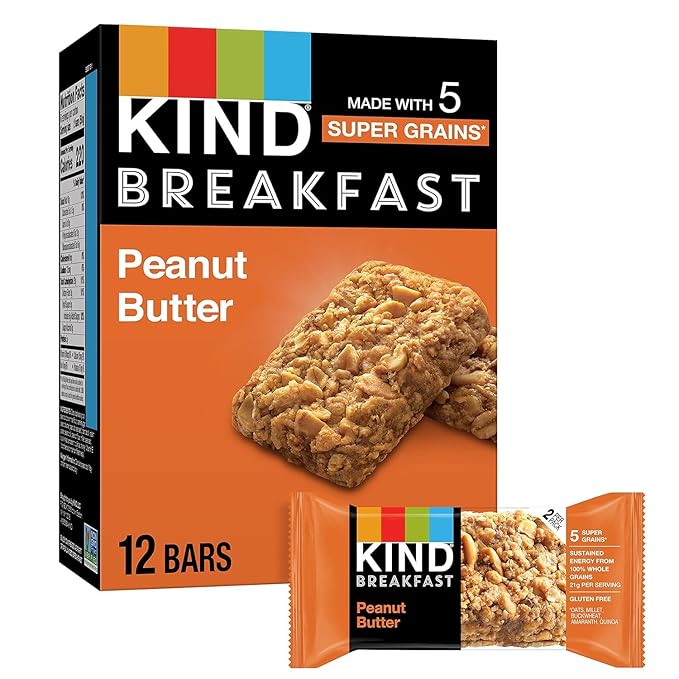 KIND Breakfast Bars Variety Pack – 60 Bars – Dark Chocolate Cocoa, Honey Oat, Peanut Butter, Blueberry Almond & Almond Butter – Healthy On-the-Go Snack Bars