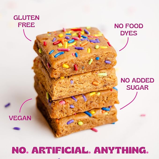 Elavi Birthday Cake Blondie Protein Brownie, 10g Protein, 10g Fiber, Non-Dairy, Vegan & Gluten Free, Delicious Guilt-Free Snack | No Artificial Flavors, No Added Sugar, No Sugar Alcohols, Dye Free Sprinkles, Kid Friendly (8 pack)