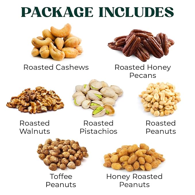 Valentines Day Nuts Gift Basket - Gourmet Food Gift Basket With a Variety of Freshly Roasted Nuts - Beautifully Packaged Gift for Birthday, Sympathy. (Large Family Pack)
