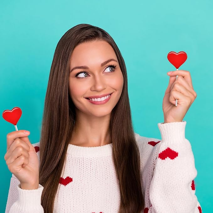 Fruidles Valentine's Heart Lollipops Candy, Red Heart Shaped Hard Candy Lollipop Suckers, Individually Wrapped, 12g Lollipop (1 Pound)
