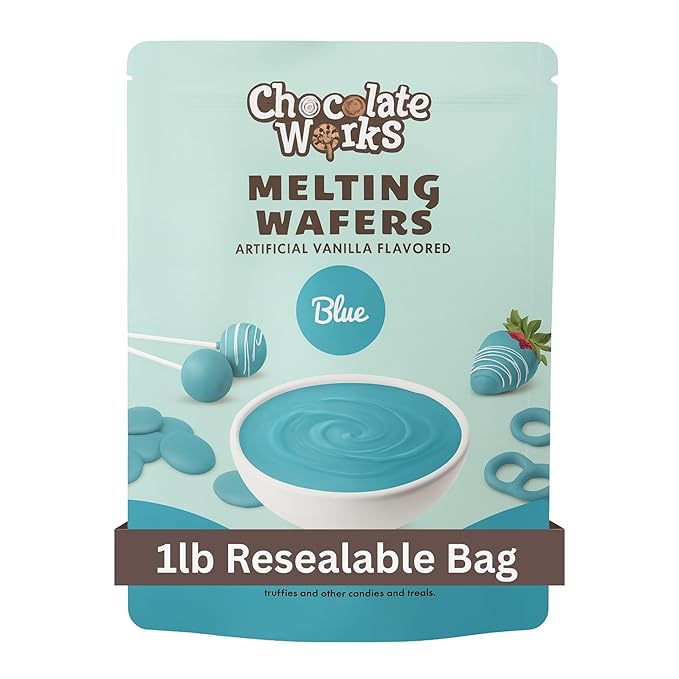 Chocolate Works Blue Melting Chocolate Wafers, 1lb (Pack of 1)