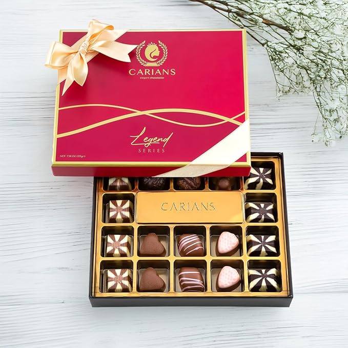 CARIANS Chocolatier Assorted Gourmet Chocolate Gift Box, Dark, Milk, White Chocolates Truffles, Treats for Thank you, Great for Gift Giving, Anniversary and Valentine's Day, 17 Pcs