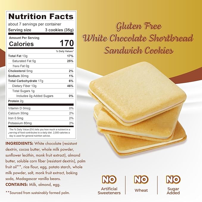 ChocZero Chocolate Cookies, White Chocolate Jolies – Gluten Free, No Added Sugar, 20 Crispy Chocolate Filled Keto Cookies Per Box, 8 Ounce