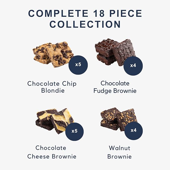 Thank You Gift Basket - 18 Individually Wrapped Brownies Freshly Baked in a Variety of Flavors - Dulcet's Signature Flavored Fudge Brownies - Gift Box Comes with Thank You Card