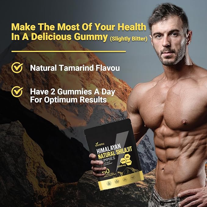 Shilajit Gummies with Ashwagandha & Gokshura | 85+ Trace Minerals & Fulvic Acid | Organic, Non-GMO Micronutrient Supplement for Men & Women | 100% Pure & Natural