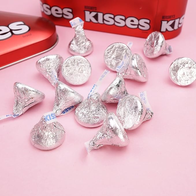 Valentine's Hershey Kisses Gift Box, 14 Milk Chocolate Candies Inside, Reusable Tin, 2.24 Ounces