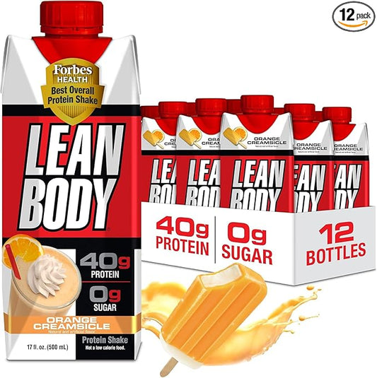 LABRADA Lean Body Ready-to-Drink Orange Creamsicle Protein Shake, 40g Protein, Whey Blend, 0 Sugar, Gluten Free, 22 Vitamins & Minerals, 17 Fl Oz (Pack of 12)