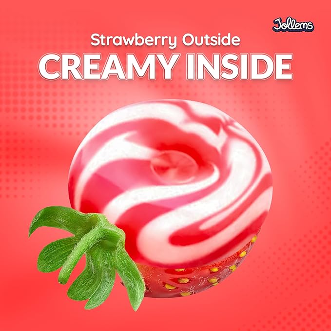 Jollems O’ Creamers Strawberry & Cream Flavored Hard Candy | Individually Wrapped | 2 Pound Bulk Bag