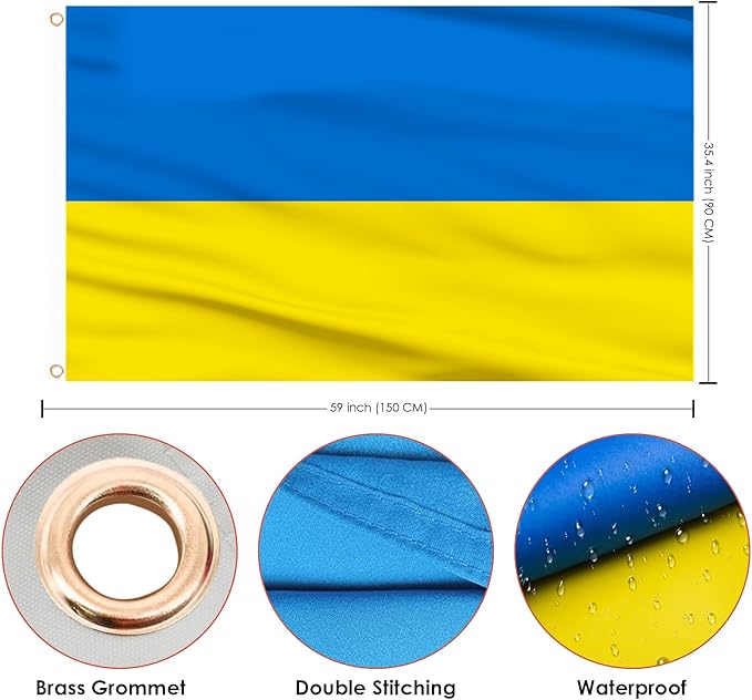 AhfuLife 2 Pcs Ukraine flag 3x5 Ft, Large Ukrainian Flags for Outside - Double Sided with Brass Eyelets for Olympic Party Decorations, Oktoberfest Bar Garden Street Decoration Indoor Outdoor