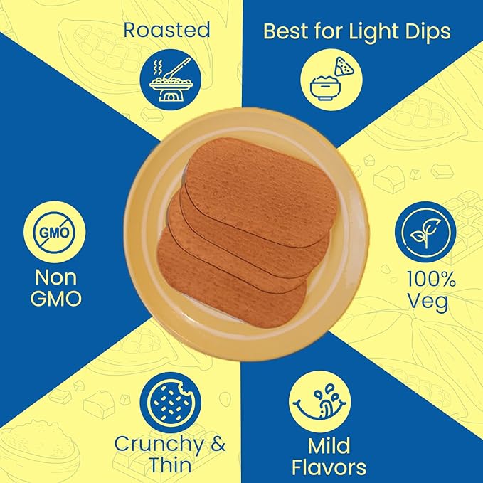 Disc-O Thins Whole Wheat Crackers - Crunchy Roasted Snack, High-Fiber & Low-Fat On-the-go Snack Chips, 72 pcs (Chocolate) - Healthy Family Travel Snack, Non-GMO - Great with Coffee, Tea or Fruit Dips