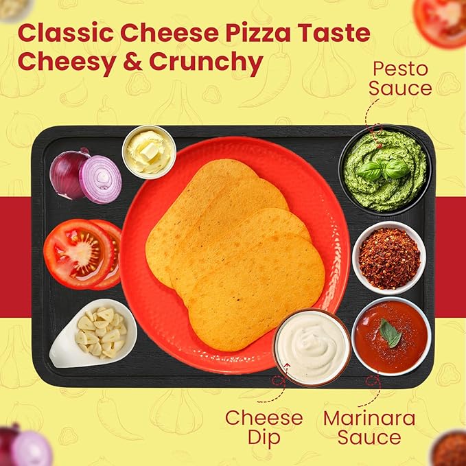 Disc-O Thins Whole Wheat Crackers - Crunchy Roasted Snack, High-Fiber & Low-Fat On-the-go Snack Chips, 96pcs (Cheese Pizza) - Healthy Family Travel Snack, Non-GMO - Great with Salsa, Cheese, Charcuterie Boards