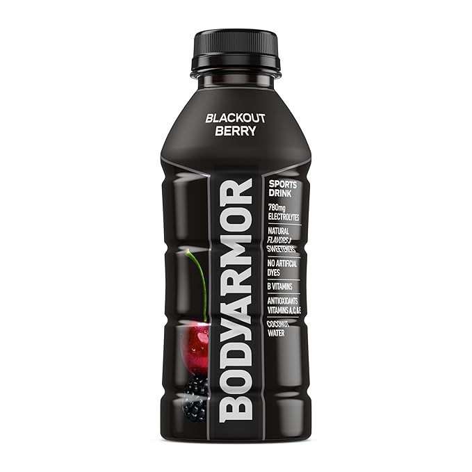 BODYARMOR Sports Drink, Blackout Berry, Electrolyte Drink Hydration, 16 Fl Oz Bottles (12 Pack), Flavored Coconut Water with B Vitamins & Antioxidants