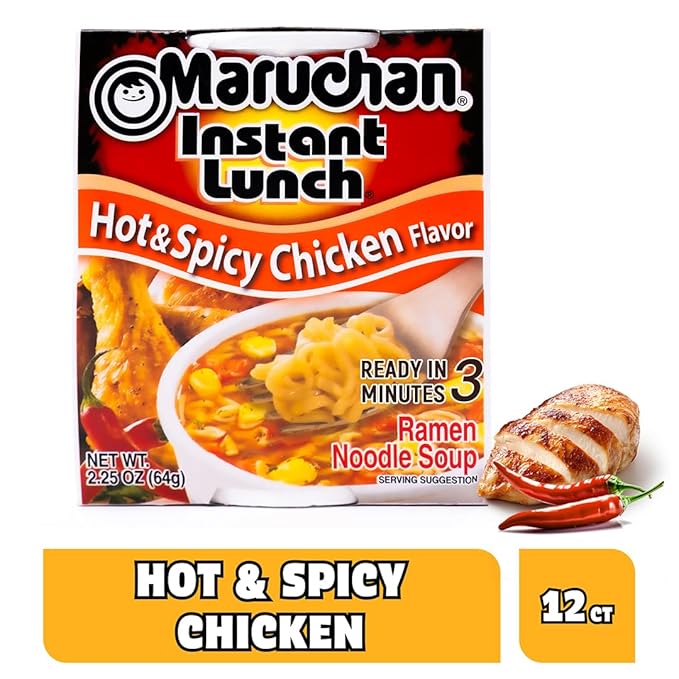 Maruchan Instant Lunch Hot & Spicy Chicken Flavor, 2.25 Oz, Pack of 12