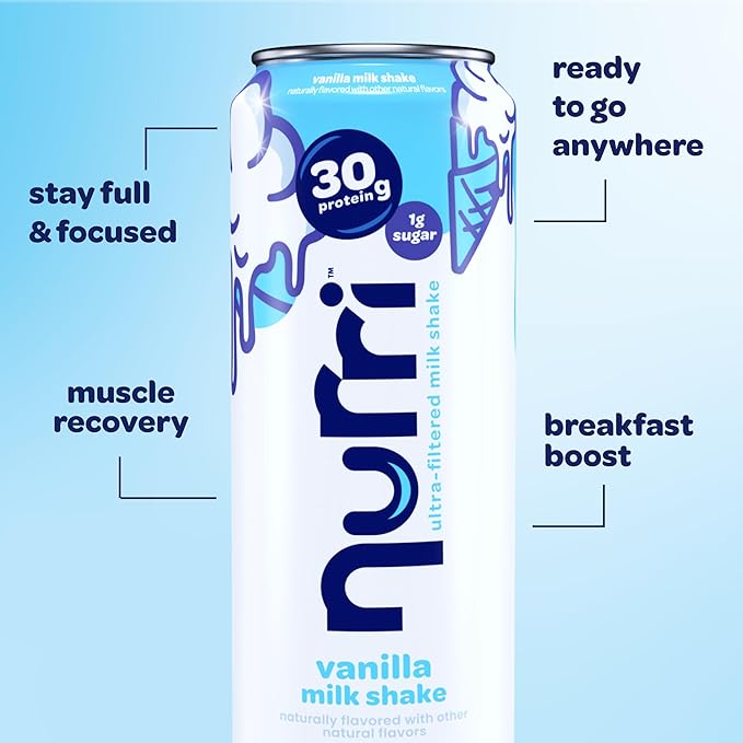 Nurri - 30g Protein Ultra Filtered Milk Shake – Vanilla - Lactose Free, Low Sugar, 150 Calories, 10 Vitamins and Minerals - 11 fl oz, 10 Cans