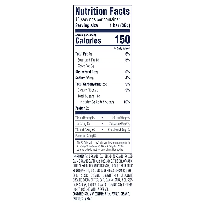 Zbar - Chocolate Chip - Soft-Baked Energy Snack Bars - Non-GMO - 12g Whole Grains - USDA Organic Granola Bars (18 Pack)