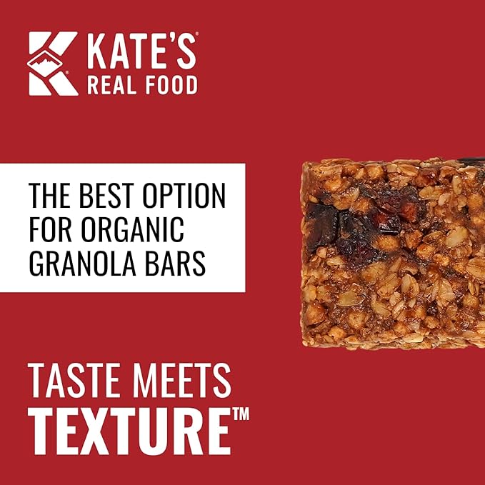 Kate’s Real Food Mini Organic Granola Bars - Dark Chocolate Cherry Almond (1.1 oz, Pack of 24) - Organic Energy Bars Made with Gluten Free Oats - Non GMO, Soy Free, Whole Grains, and All Natural - Healthy Snacks